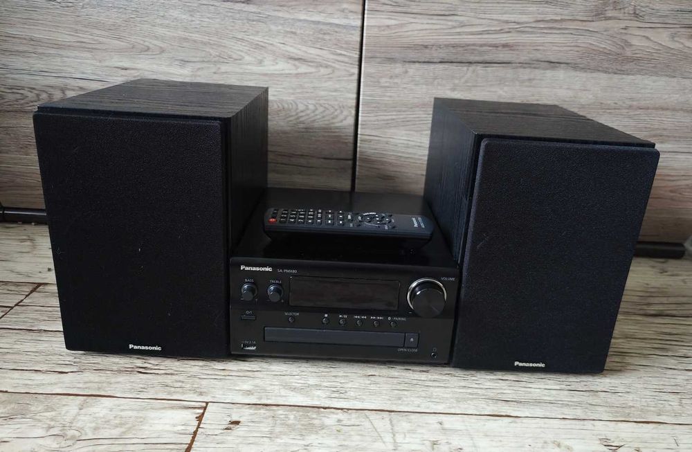 Mini wieża Hi-Fi Panasonic SA-PMX80 głośniki pilot CD MP3 FLAC BT USB