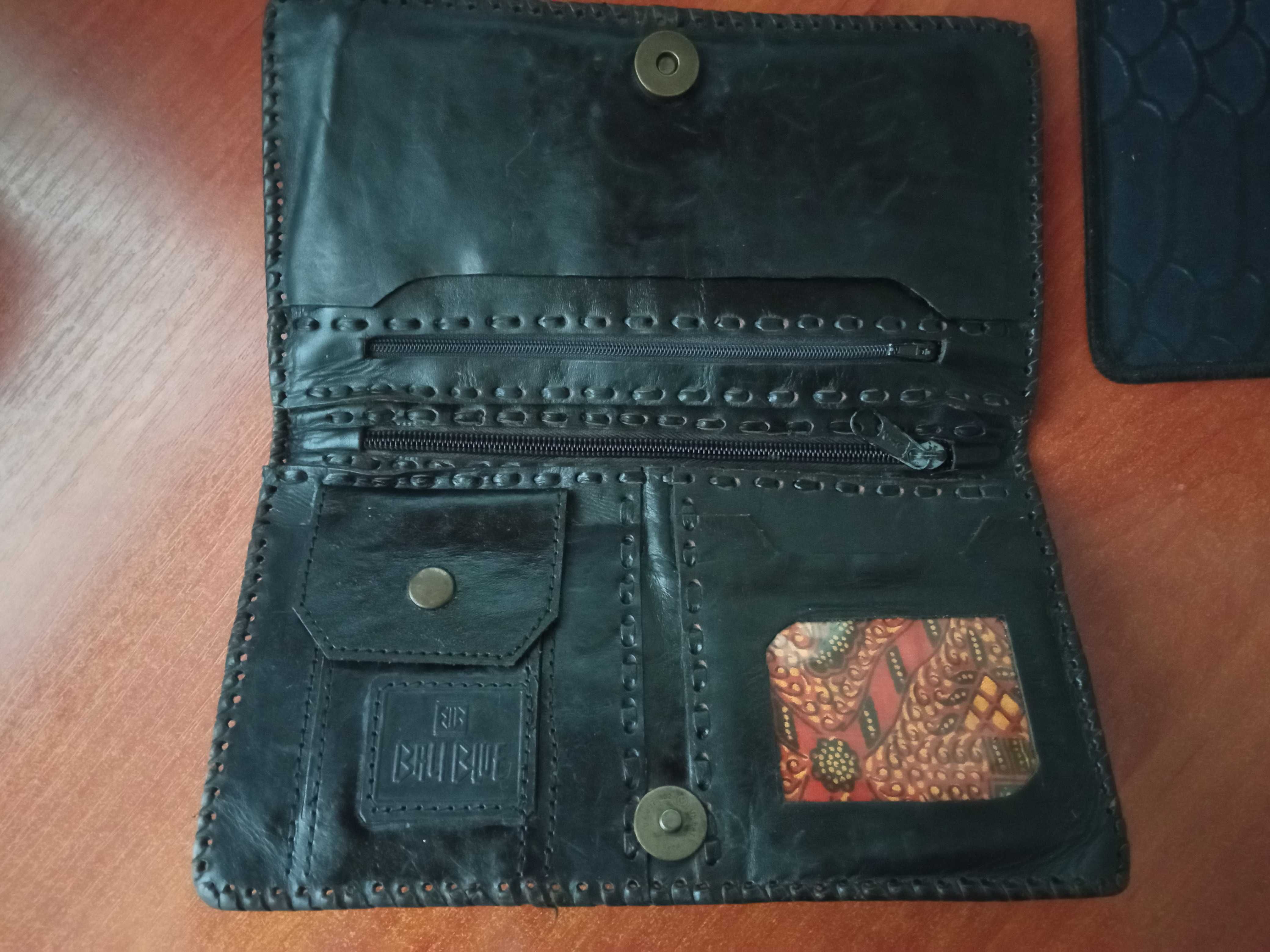 Винтажный кошелек- портмоне "BALI BLUE"(кожа)