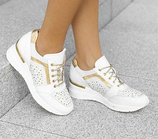 Buty damskie skórzane sneakersy białe SAWAY Palena d'oro rozmiar nr 38