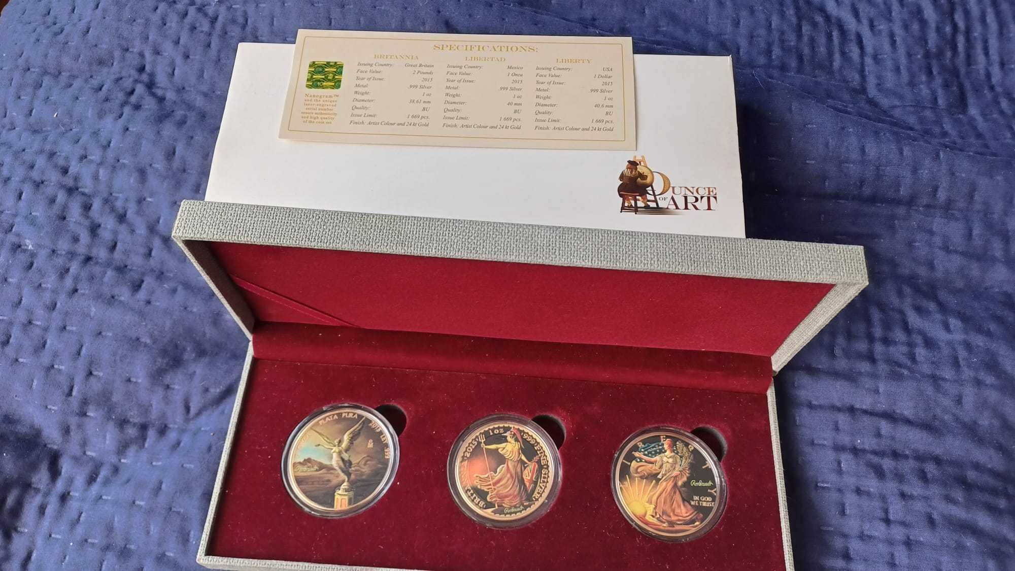 3 Monety srebrne kolekcjonerskie - Art 2015 Rembrant set