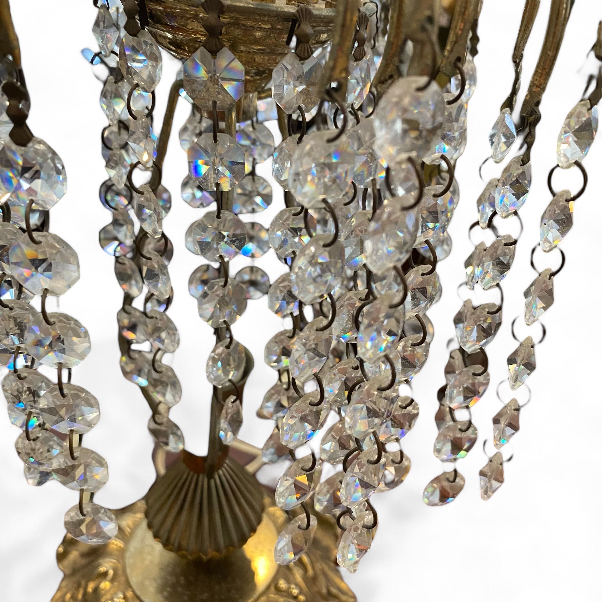 Conjunto 2 Candeeiros Mesa Vintage Cristal Dourado