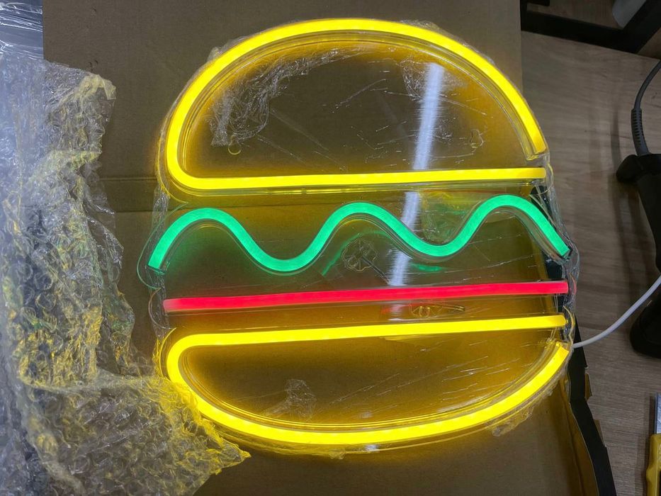 Вывеска бургер светодиодный