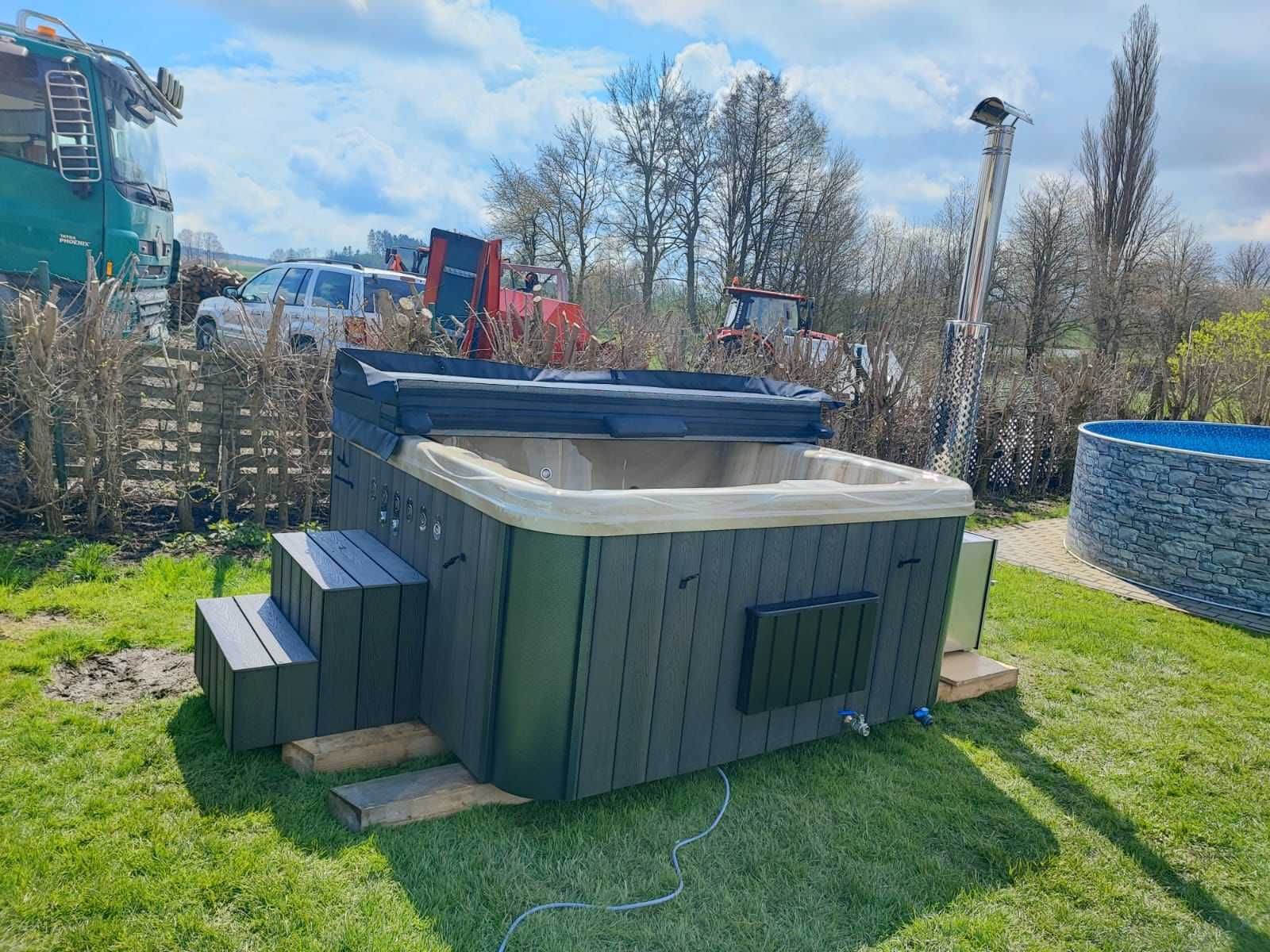 BALIA KWADRAT LUX - z piecem zewnętrznym -hot tub, spa, jacuzzi