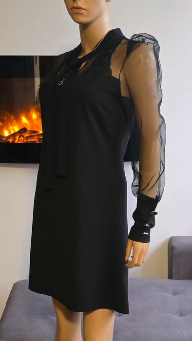 Piękna Elegancka Włoska Czarna Sukienka