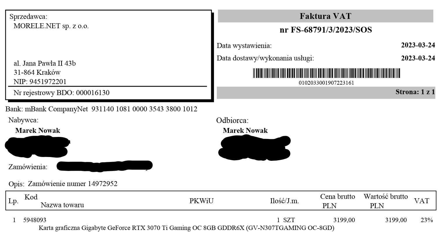 Sprzedam kartę graficzną Gigabyte GeForce RTX 3070 Ti Gaming OC 8GB