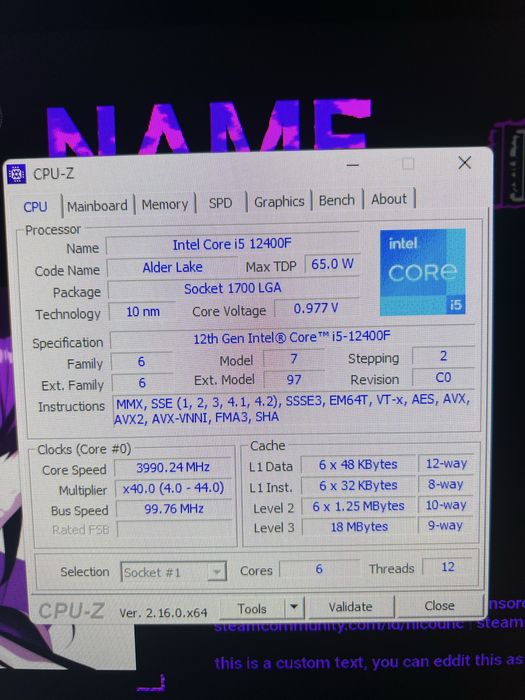 I5 12400f tray 4.0 GHz