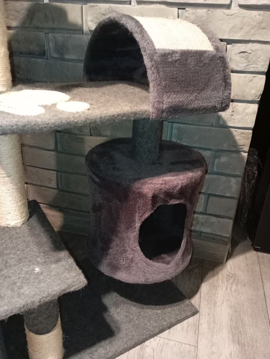 Duży drapak, wieża dla kota, budka, legowisko 103cm grafitowy