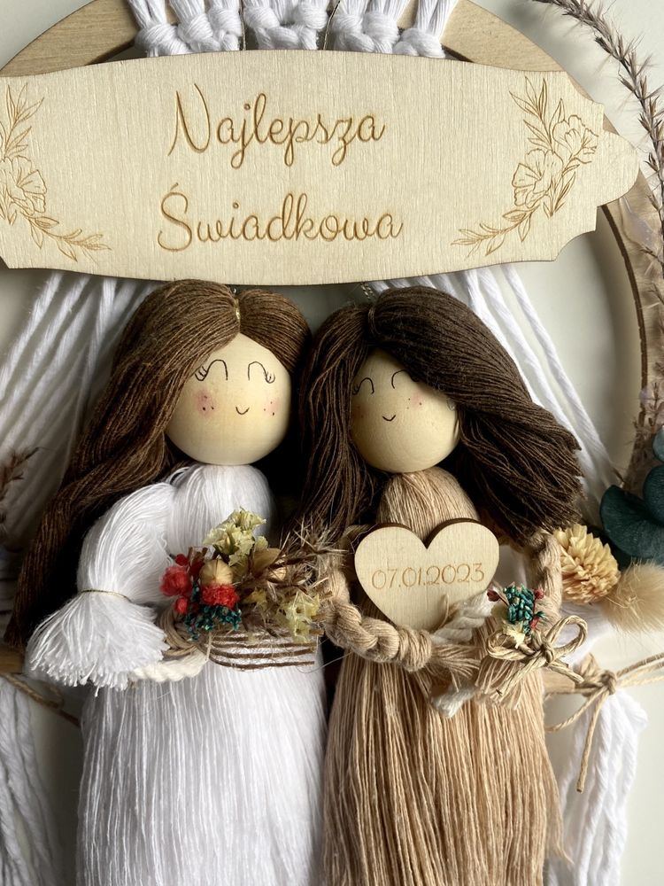 Makrama na ślub podziękowanie dla świadkowej rodzicom para młoda