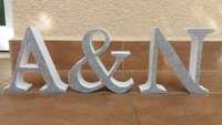 Inicjały ślubne A & N lub N &A/ litery ze styropianu obustronne 3 D