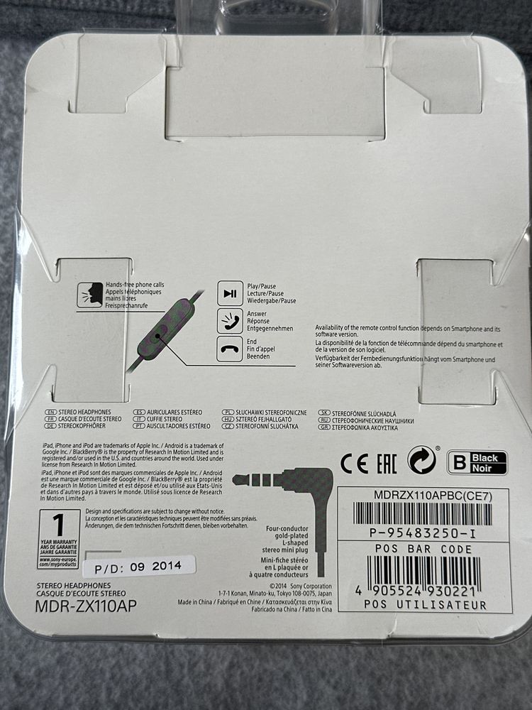Nowe Słuchawki nauszne Sony MDR-ZX110AP