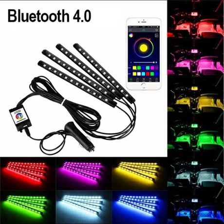 Подсветка в автомобиль салонная светомузыкальная Bluetooth  RGB