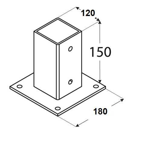 Podstawa słupa PRZYKRĘCANA do betonu pod belkę 120x120