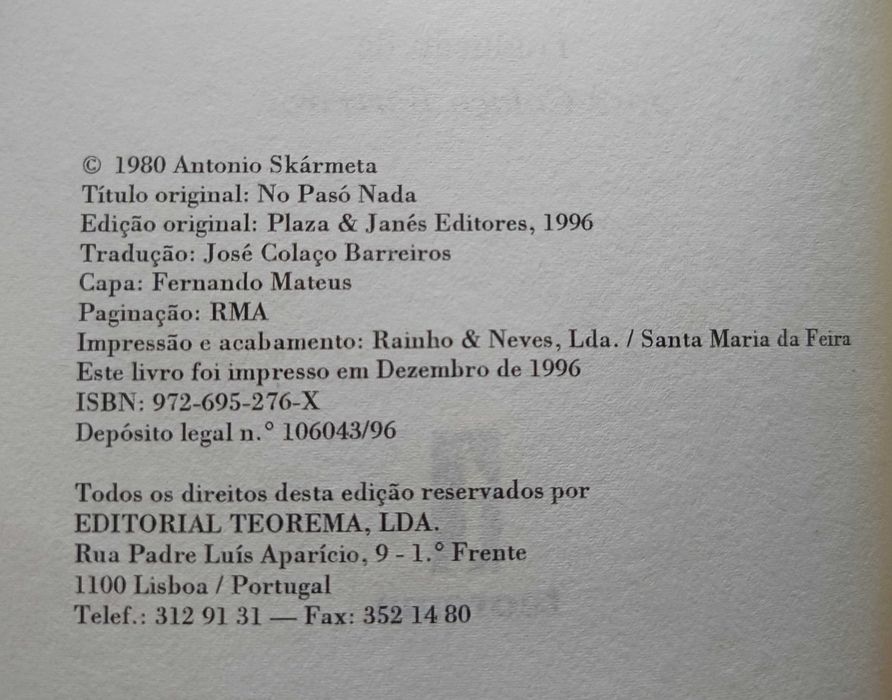 Não foi nada - Antonio Skármeta