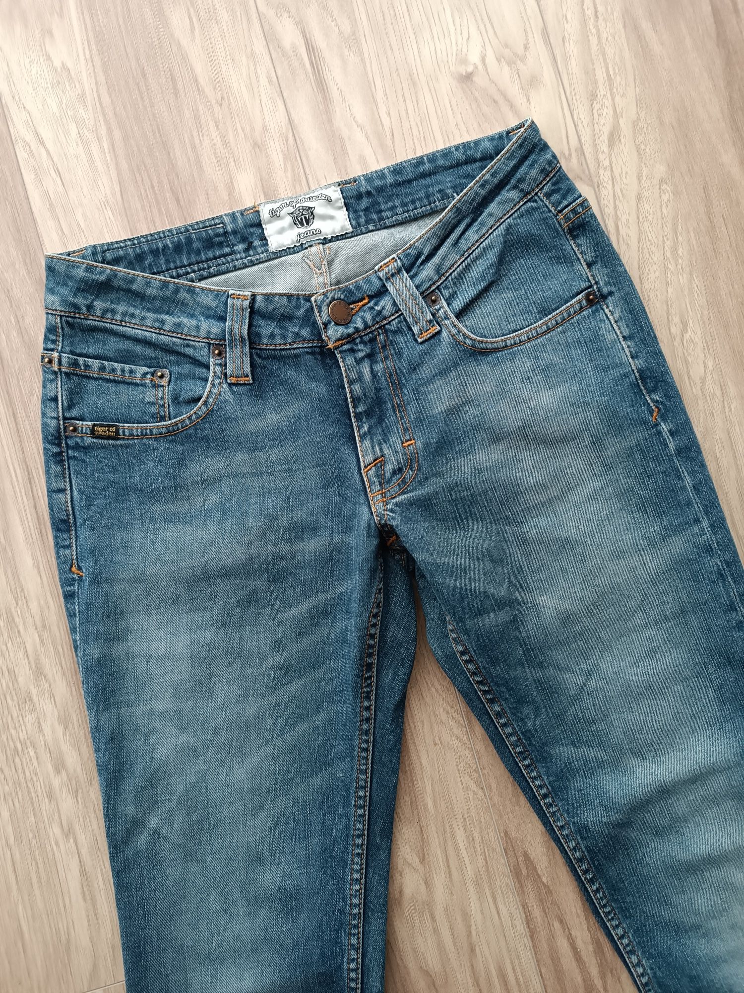 Niebieskie jeansy biodrówki 34/36 xs/s