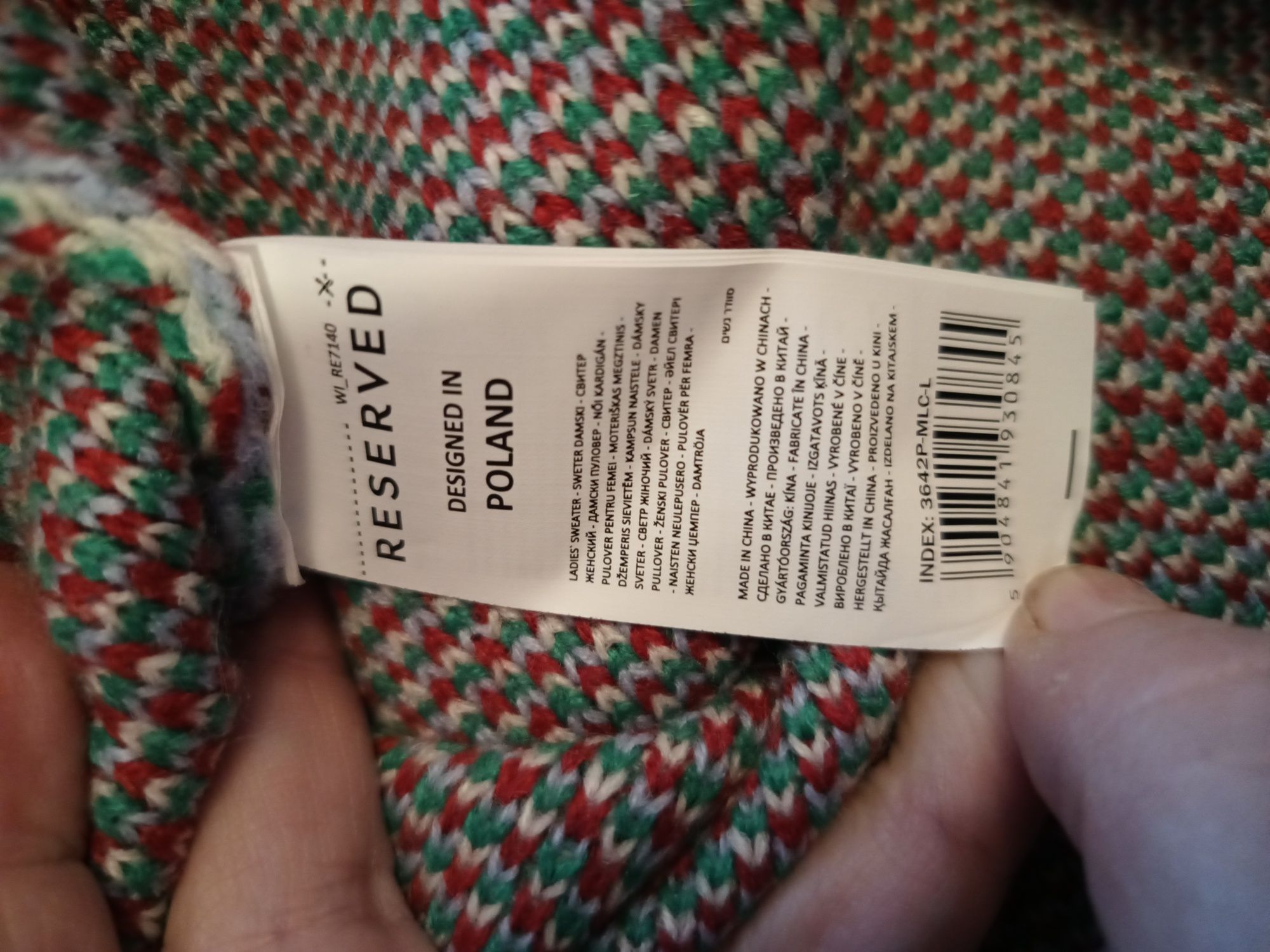Reserved sweter oversize w zimowy wzór r. L nowy