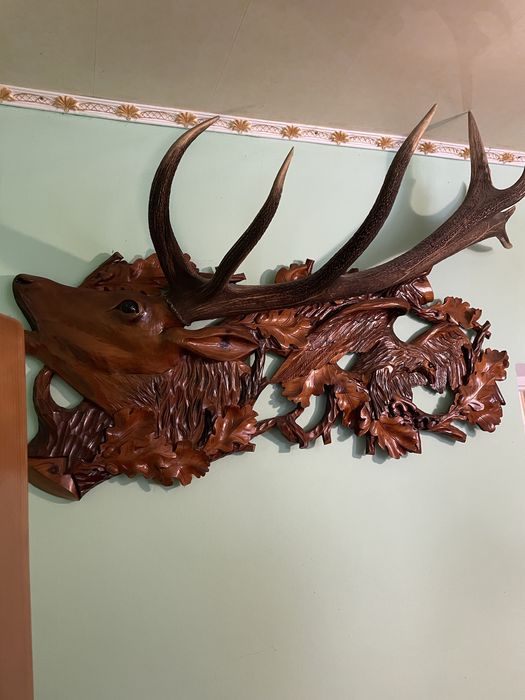Роги оленя благородного, ручна робота, декор, різьба по дереву,