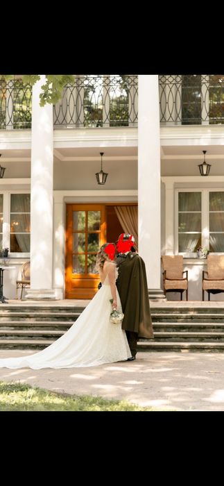 Suknia ślubna z trenem koronką kwiatami 3d boska ! MILLA NOVA