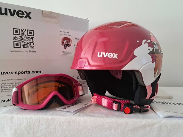 Kask narciarski dziecięcy Uvex Heyya Set Berry White Sloth XS 46-50cm