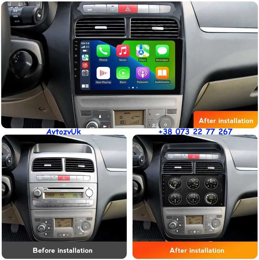 Магнитола BRAVO Fiat LINEA GRANDE PUNTO Линеа Браво CarPlay Android 14