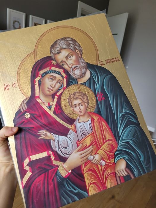 Ikona Świętej Rodziny, duża 30x40 cm. Obraz na ślub, obraz święty,