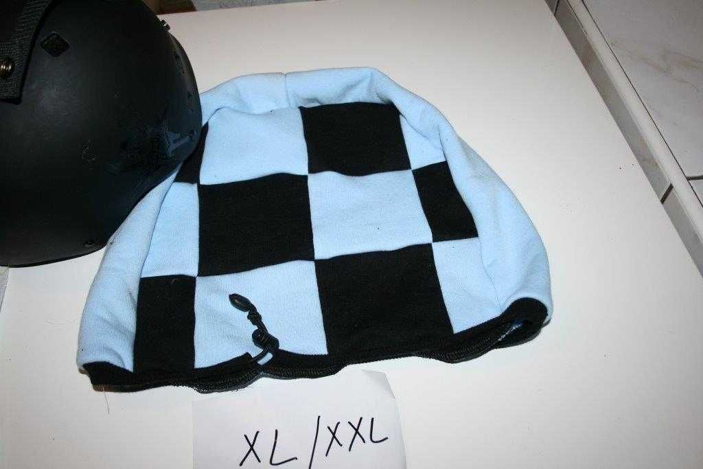 pokrowiec worek na kask narciarski XL/ XXL gruby niebieski szachownic