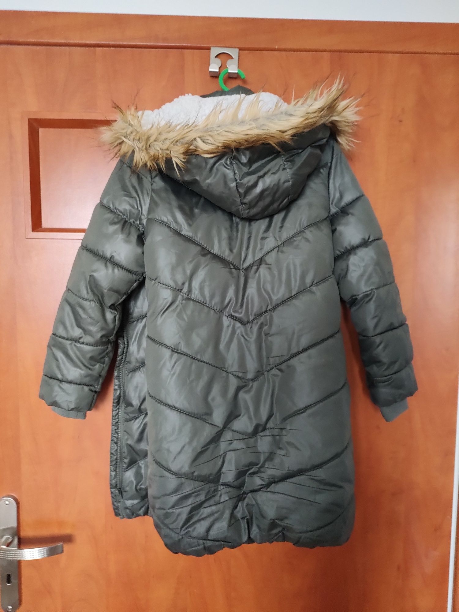 Kurtka zimowa dziecięca płaszcz ocieplany gruby z kapturem rozmiar 134