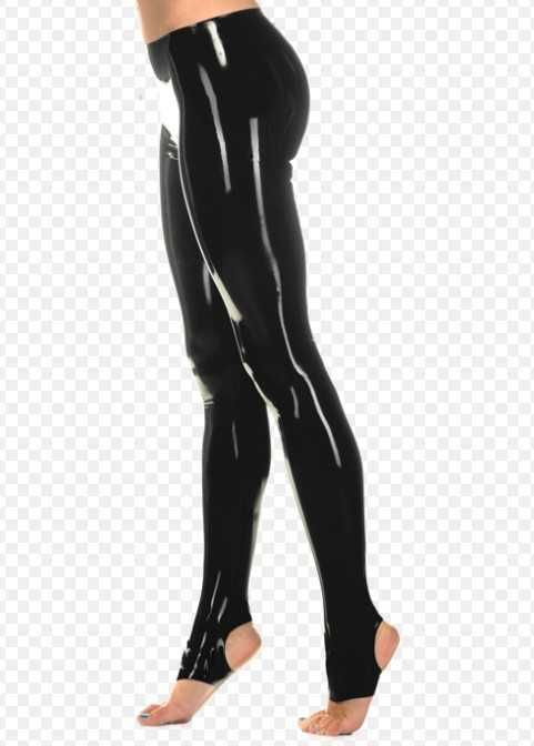 822/ Legginsy L spodnie lateks CHLOROWANY 0,4 mm paski stopy stirrups