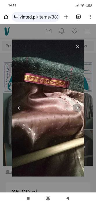 Wełniana marynarka w zieloną kratę w rozm 54 idealny stan