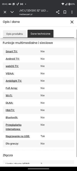Telewizor JVC LT32V250 32" LED