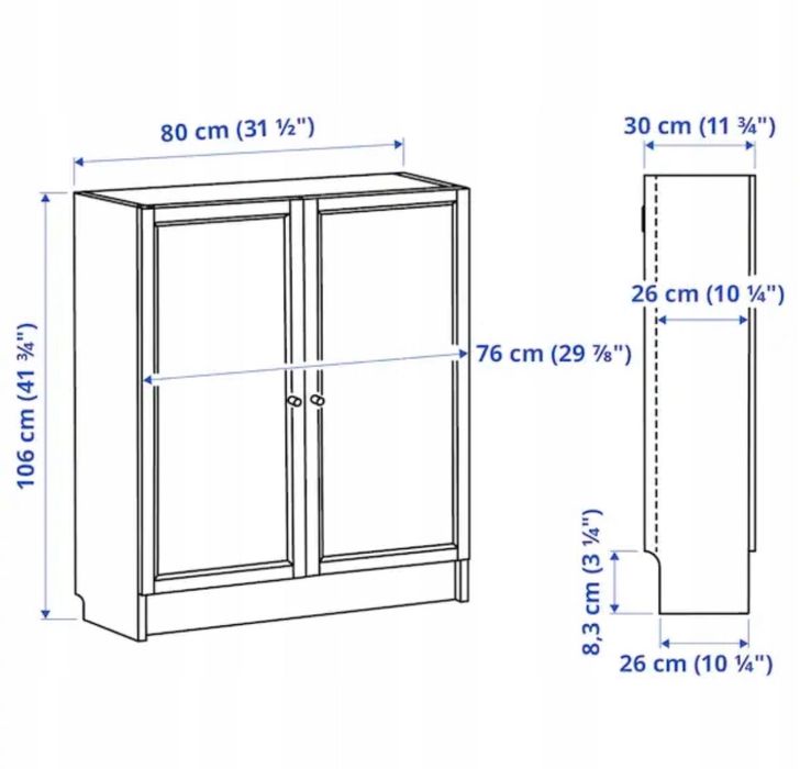 IKEA BILLY OXBERG Regał drzwi biały 80x30x106 cm