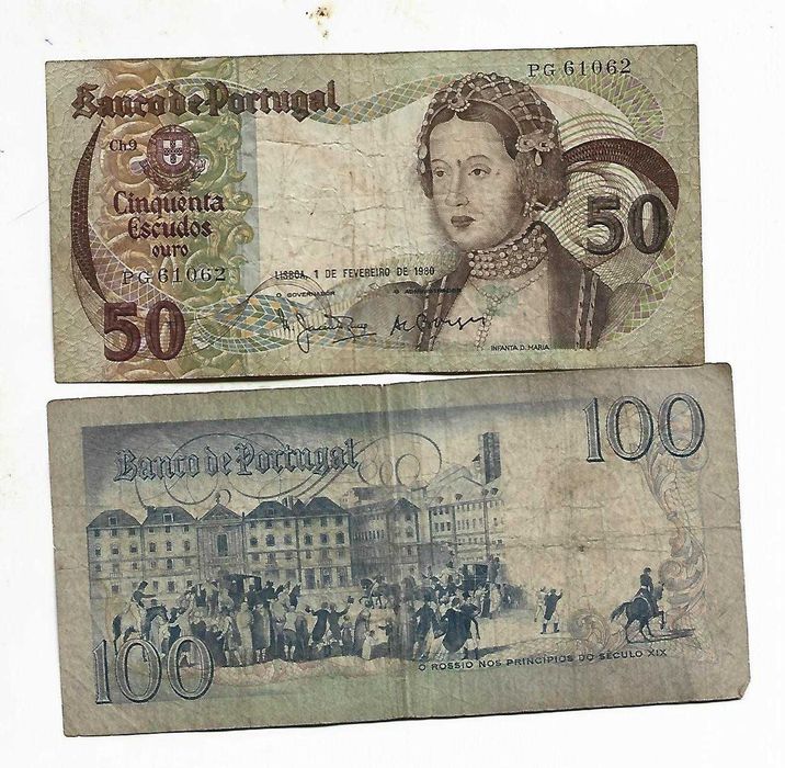 Lote de 2 Notas de 50$00 e 100$00
