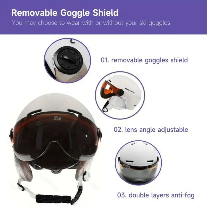 Capacete ski esqui snowboard neve quente 2 em 1 COM VISEIRA uv NOVO