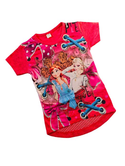 Tunika czerwona dla dziewczynki bluzka krótki rękaw nowa WYS-Ż 110-116