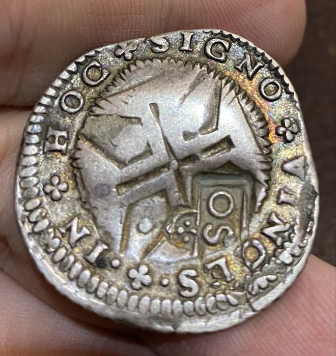 Moeda 1/2 Cruz. D PEDRO II CARIMBO 50