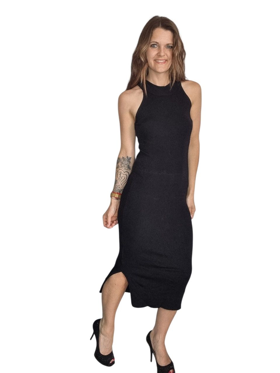 Długa prążkowana sukienka Massimo Dutti Rozmiar xs/s 34/36