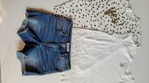 Zestaw Zara 2 bluzki + spodenki jeansowe rozm.122/128