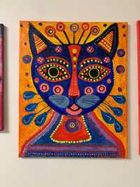 Obraz "Kot" akrylowy bajka folk Kolory Montessori Pokój dziecko 40x50