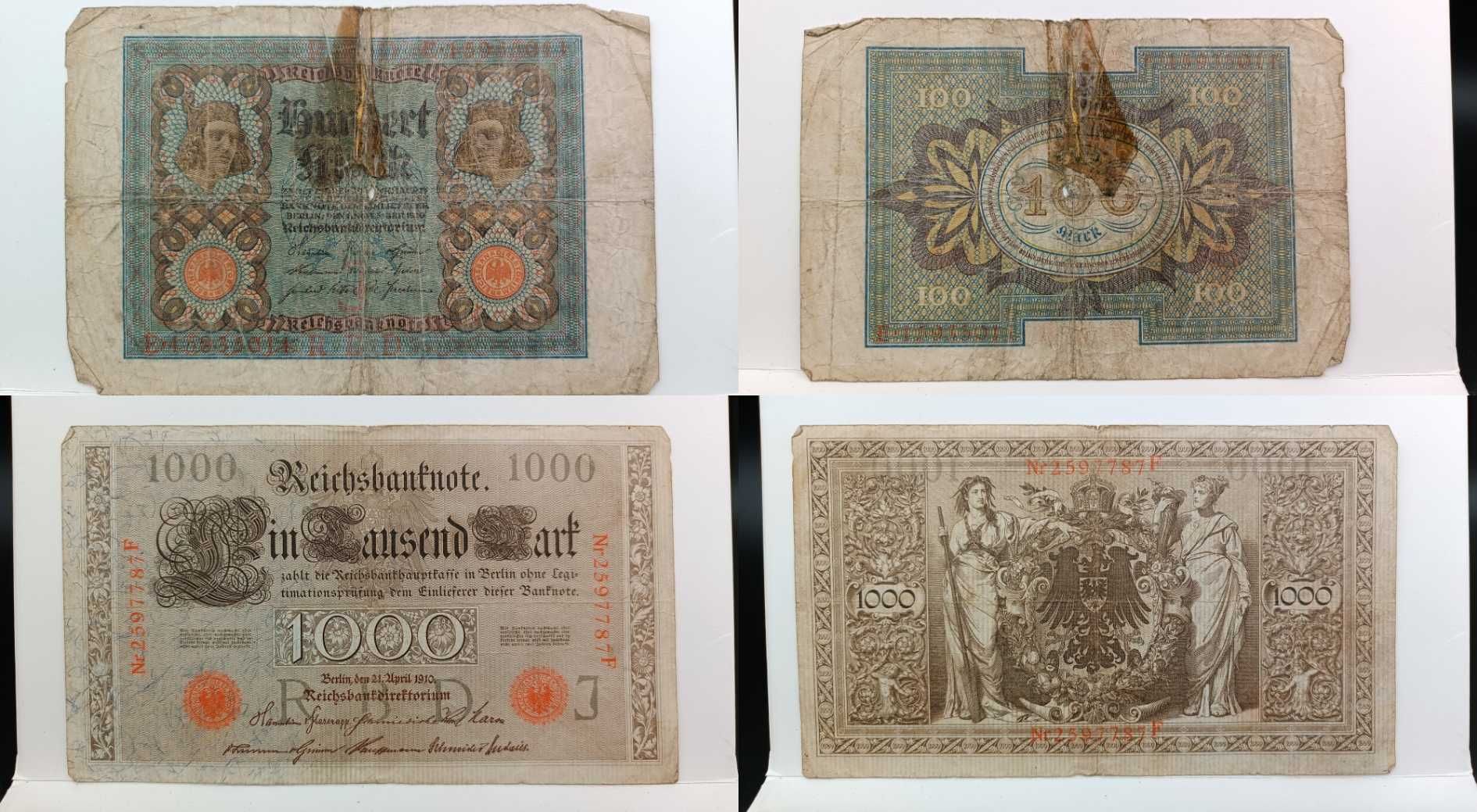 ZESTAW banknot różne nominały marki niemieckie 1910 do 1942 r.