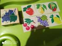 Кубики деревянные фрукты, овощи, Томик, развивающие игрушки.
