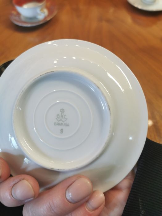 DUO stara porcelana Bavaria czarny złoty filiżanka spodek