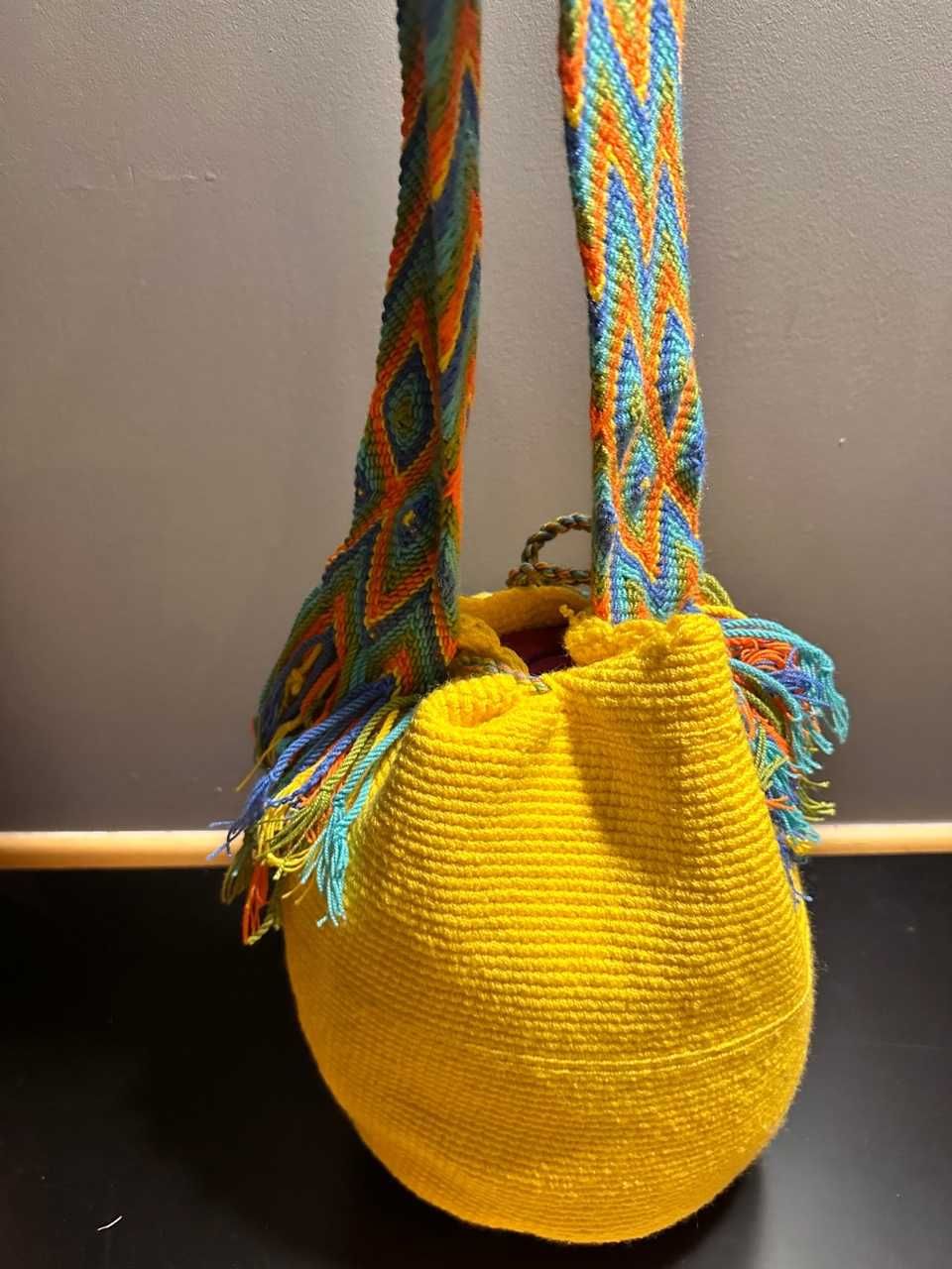 Oryginalna żółta torebka - worek tzw. mochilla prosto z Kolumbii, nowa