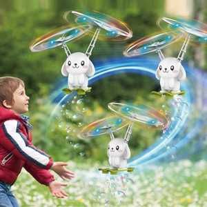 Latająca zabawka Ulikey światło led bańki mydlane, mini dron biały