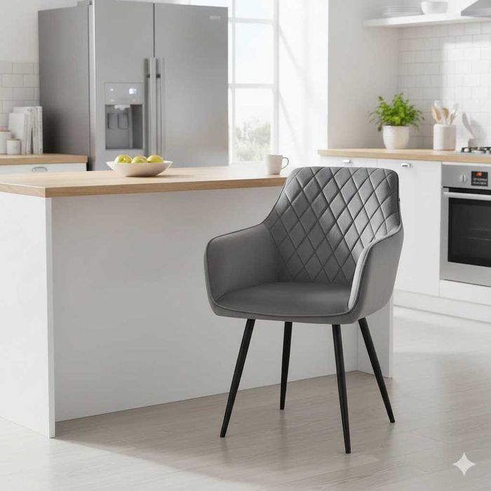 NOWE Krzesło Tapicerowane Do Jadalni Kuchni Salonu Biura Fotel Szary