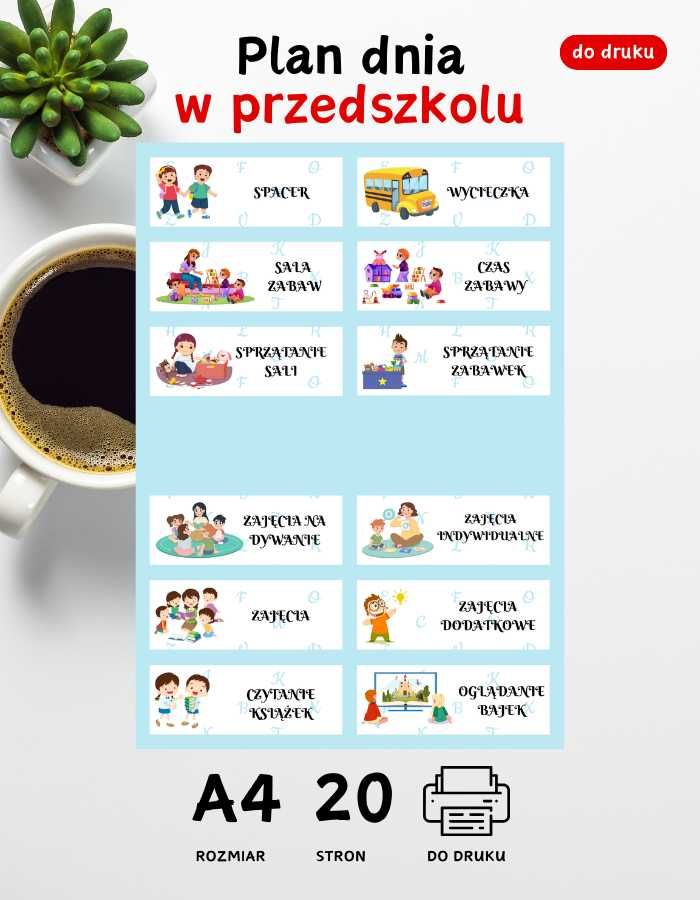Plan dnia w przedszkolu A3 do druku