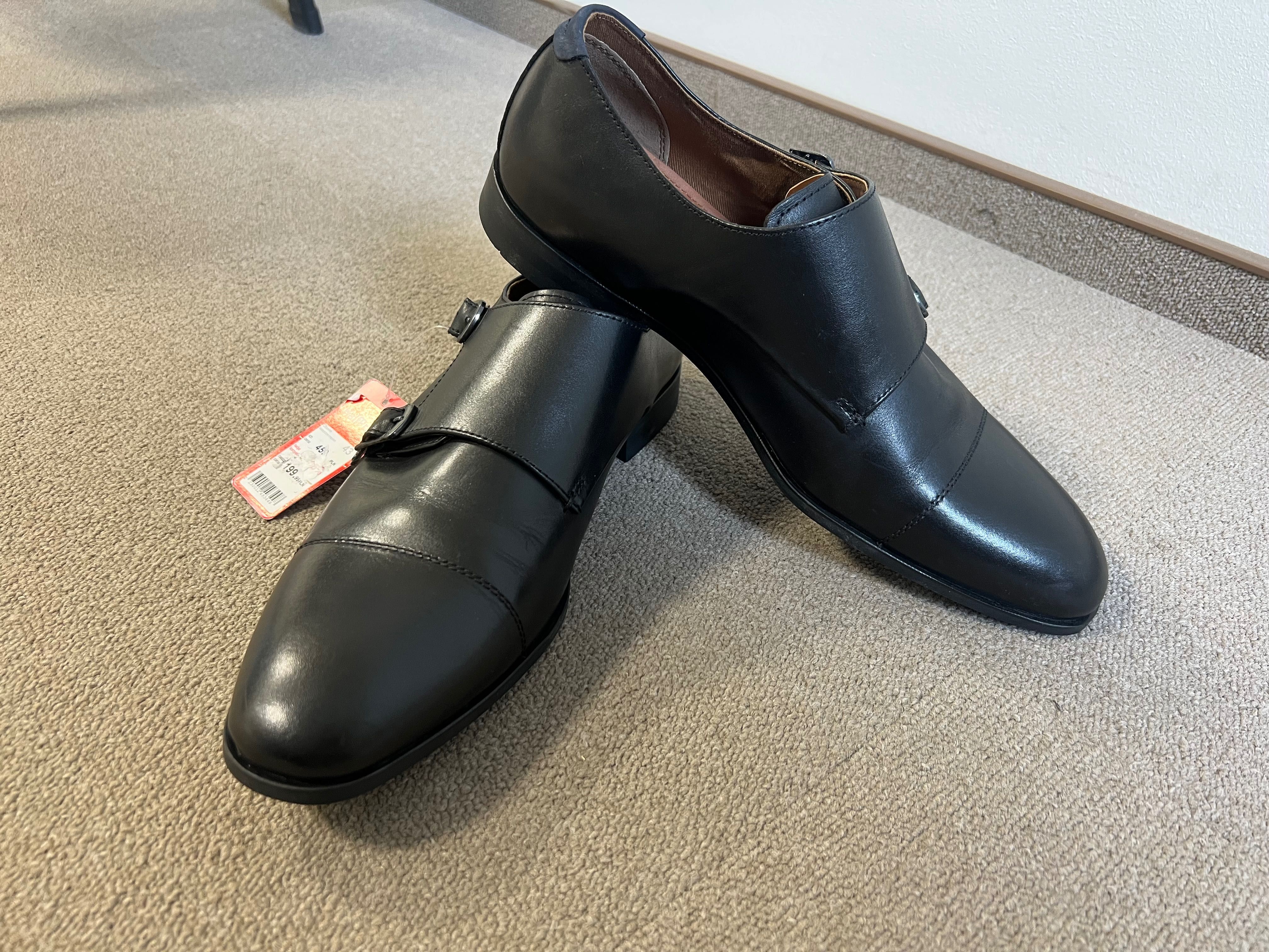 Buty męskie wizytowe Aldo, podwójne monki z klamerką czarne 43