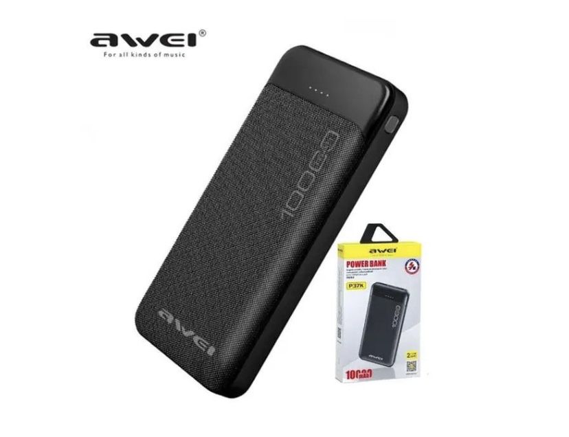 Повербанк Awei P37K 10000 mAh з LED індикатором заряду на 2хUSB