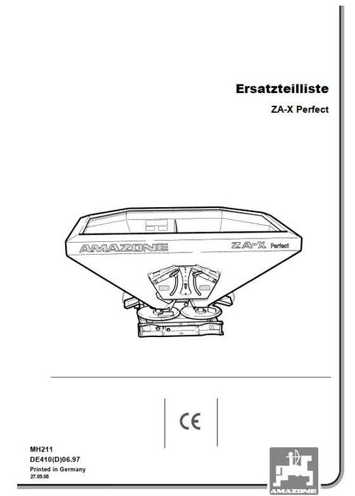 Katalog części AMAZONE ZA-X Perfect w języku angielskim