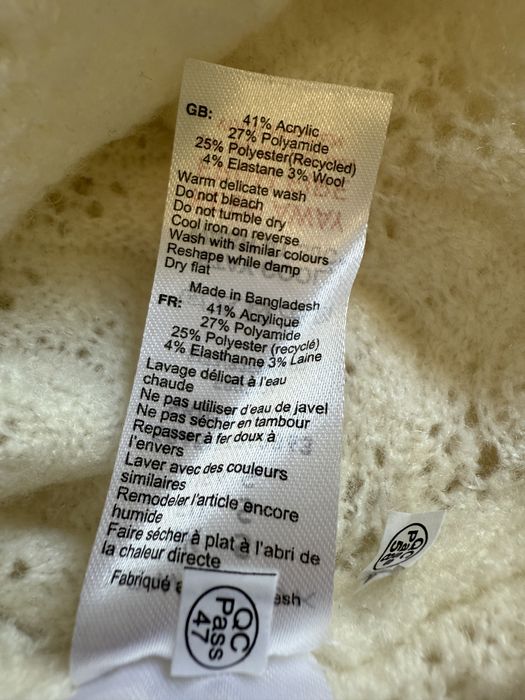 Biały kremowy ażurowy dłuższy sweter z okrągłym dekoltem New Look 36 S