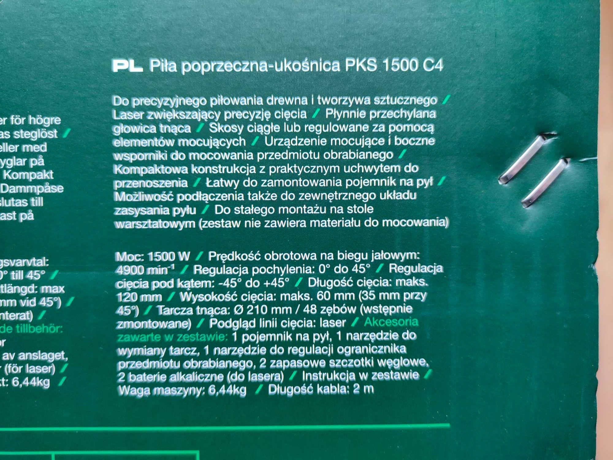 Nowa piła PARKSIDE Pilarka ukosowa z laserem PKS 1500 C4 3l gwar.