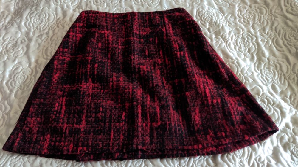 Piękna spódnica na święta czerwona mini S Top Shop jodełka kratka